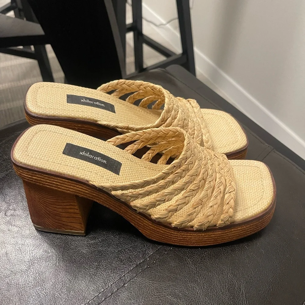 Y2K 90s Exhilaration Chunky raffia Sandals US 9.5. Featured on free people